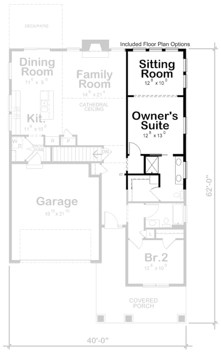 Floor Plan Main Level of Ranch Plan #120-2669