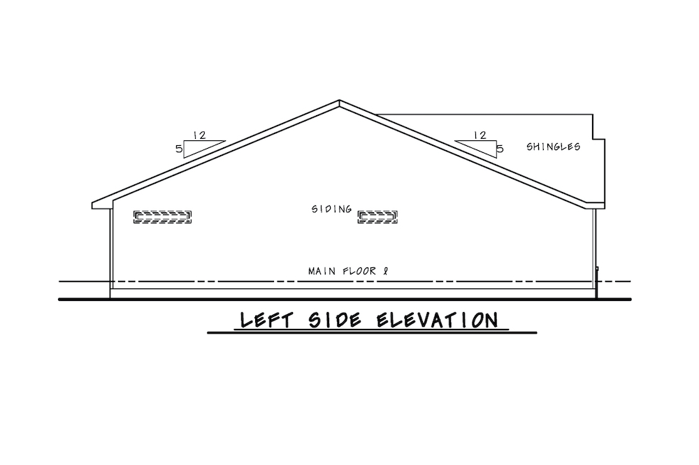 Home Plan Left Elevation of this 2-Bedroom,1390 Sq Ft Plan -120-2670