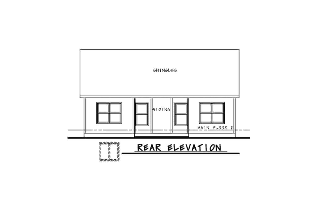 Home Plan Rear Elevation of this 2-Bedroom,1390 Sq Ft Plan -120-2670