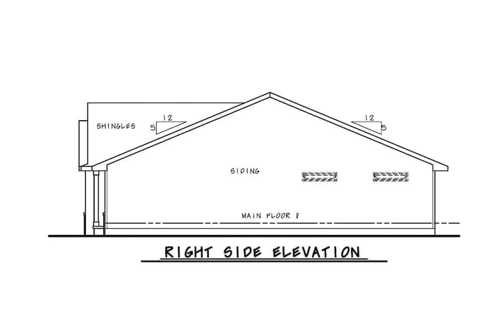 Home Plan Right Elevation of this 2-Bedroom,1390 Sq Ft Plan -120-2670