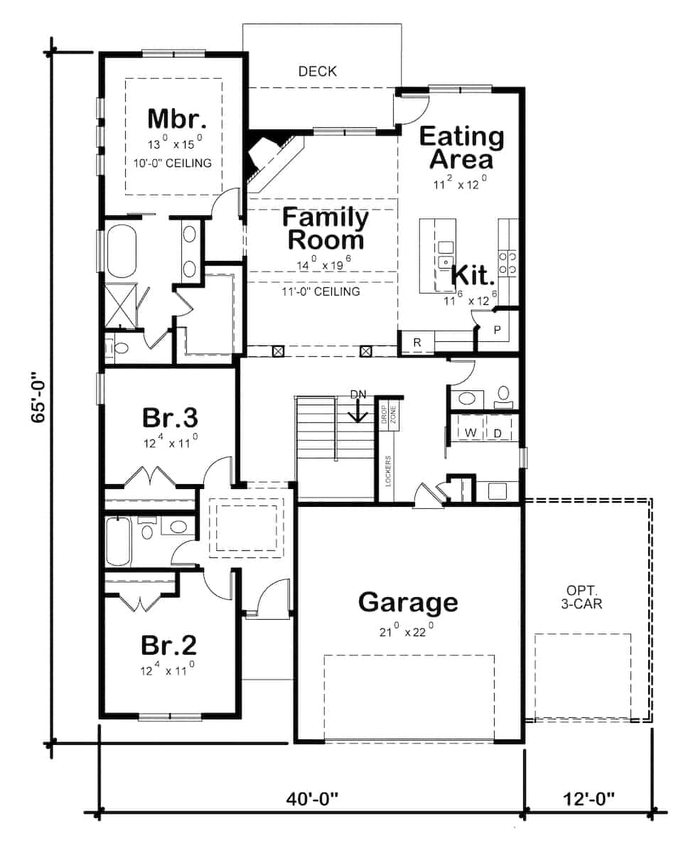 Floor Plan Main Level of Contemporary Plan #120-2671