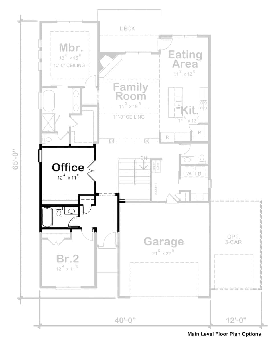 Floor Plan Main Level of Contemporary Plan #120-2671