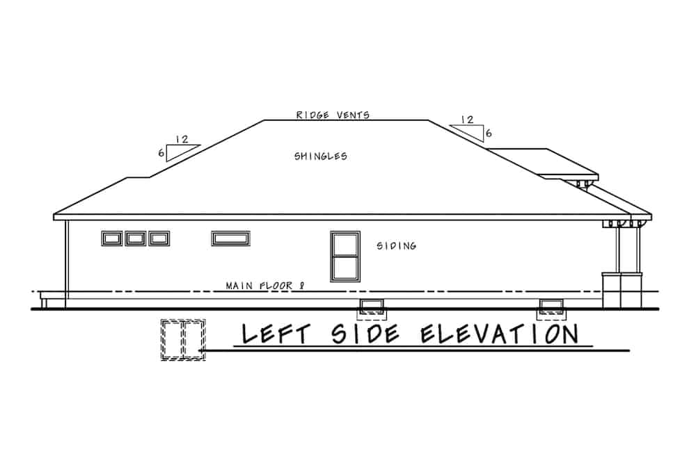 Home Plan Left Elevation of this 3-Bedroom,1886 Sq Ft Plan -120-2671