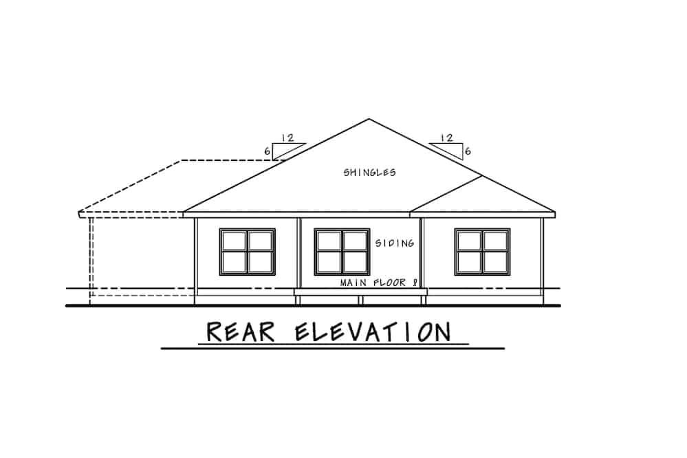 Home Plan Rear Elevation of this 3-Bedroom,1886 Sq Ft Plan -120-2671