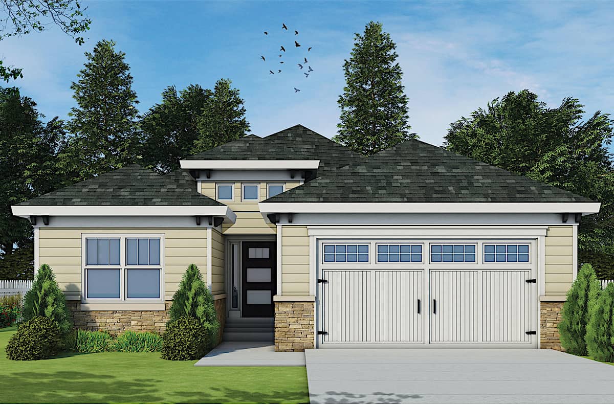 Contemporary Ranch home (ThePlanCollection: Plan #120-2671)
