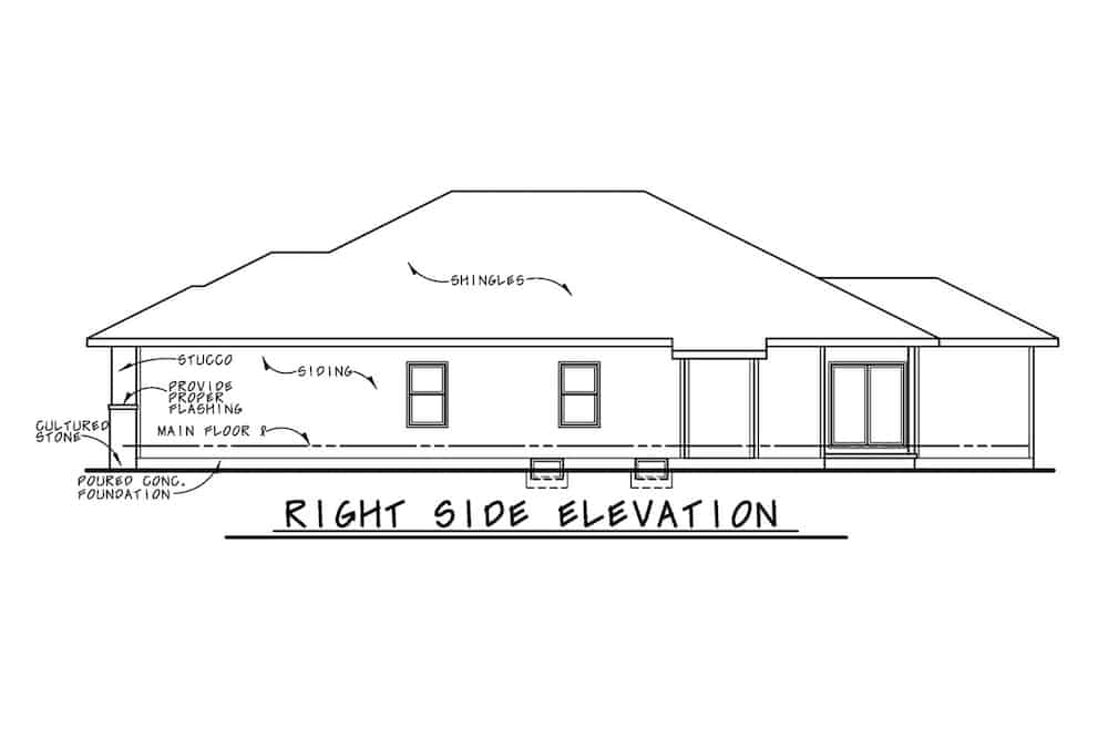 Home Plan Right Elevation of this 3-Bedroom,2080 Sq Ft Plan -120-2672