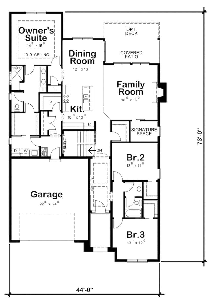 Floor Plan Main Level of Contemporary Plan #120-2672