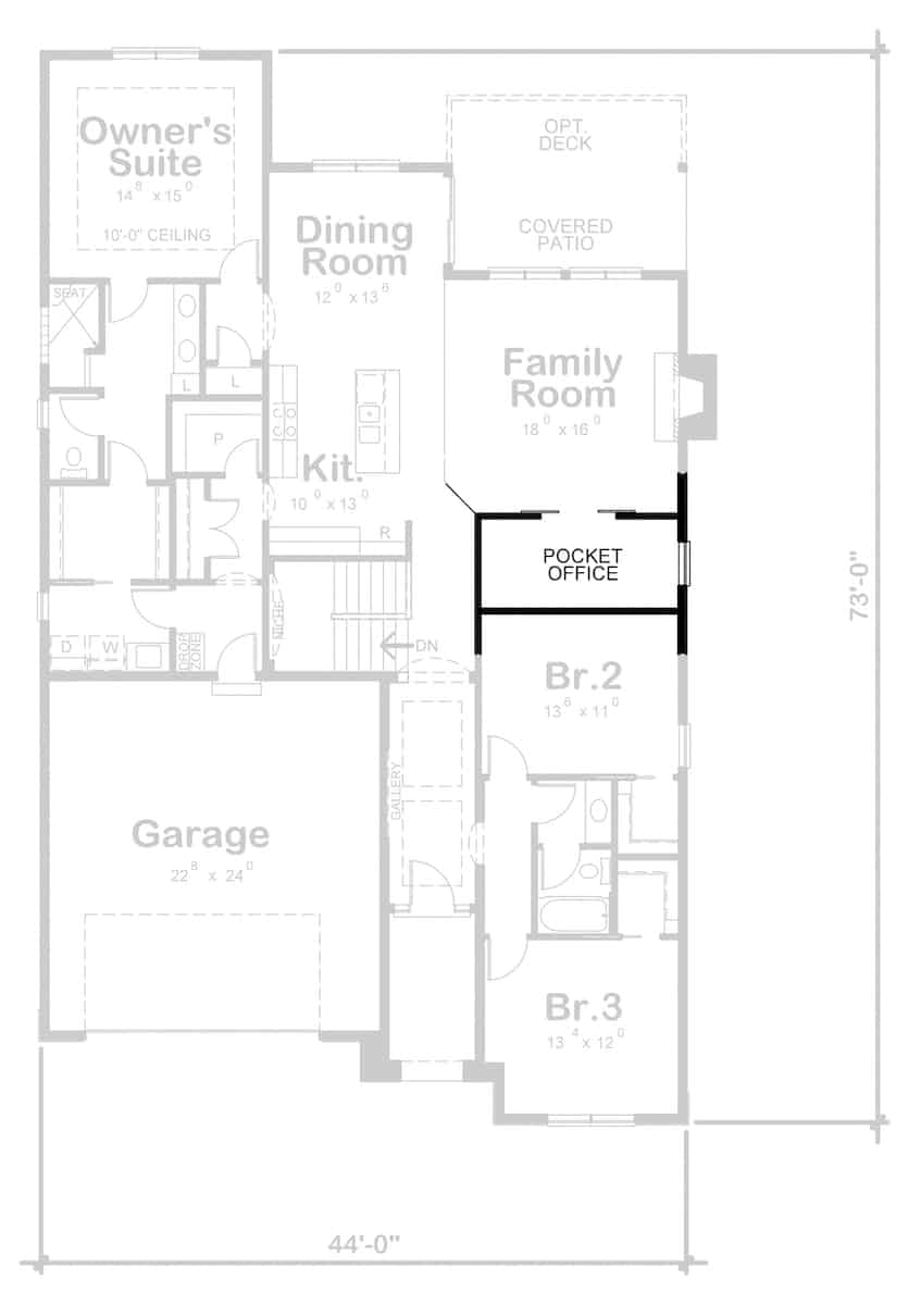 Floor Plan Main Level of Contemporary Plan #120-2672
