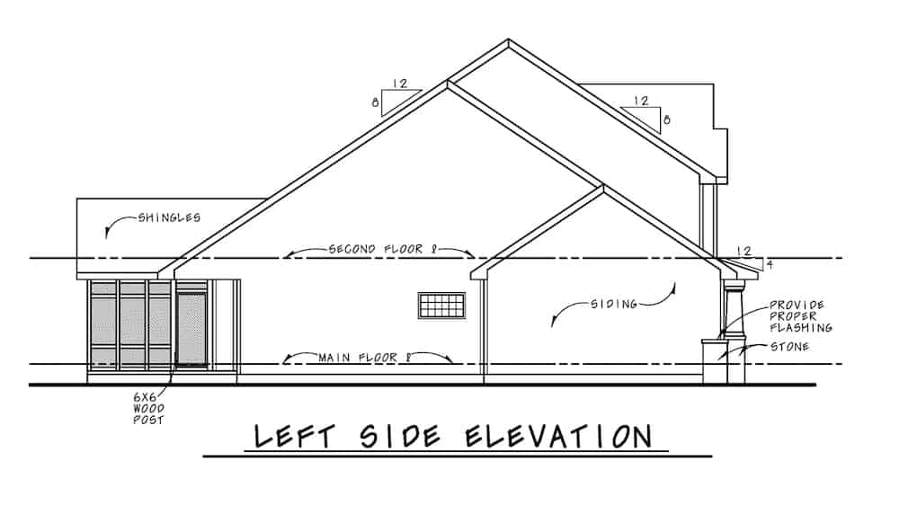 Home Plan Left Elevation of this 3-Bedroom,1995 Sq Ft Plan -120-2674
