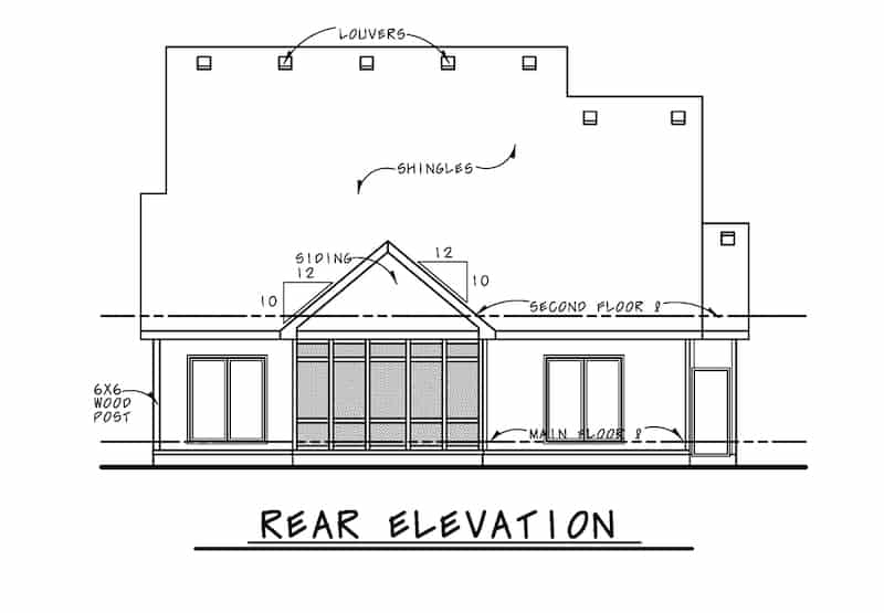 Home Plan Rear Elevation of this 3-Bedroom,1995 Sq Ft Plan -120-2674