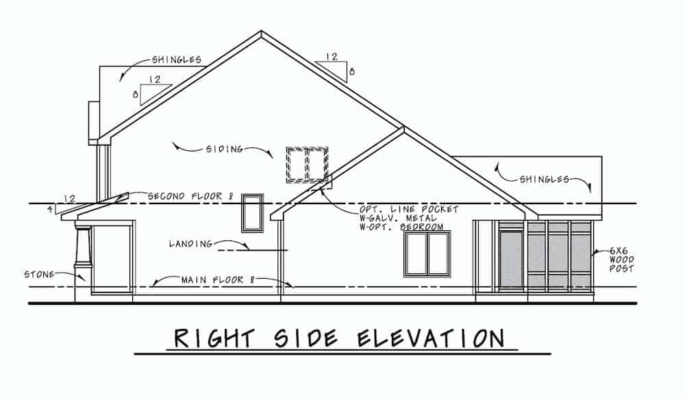 Home Plan Right Elevation of this 3-Bedroom,1995 Sq Ft Plan -120-2674