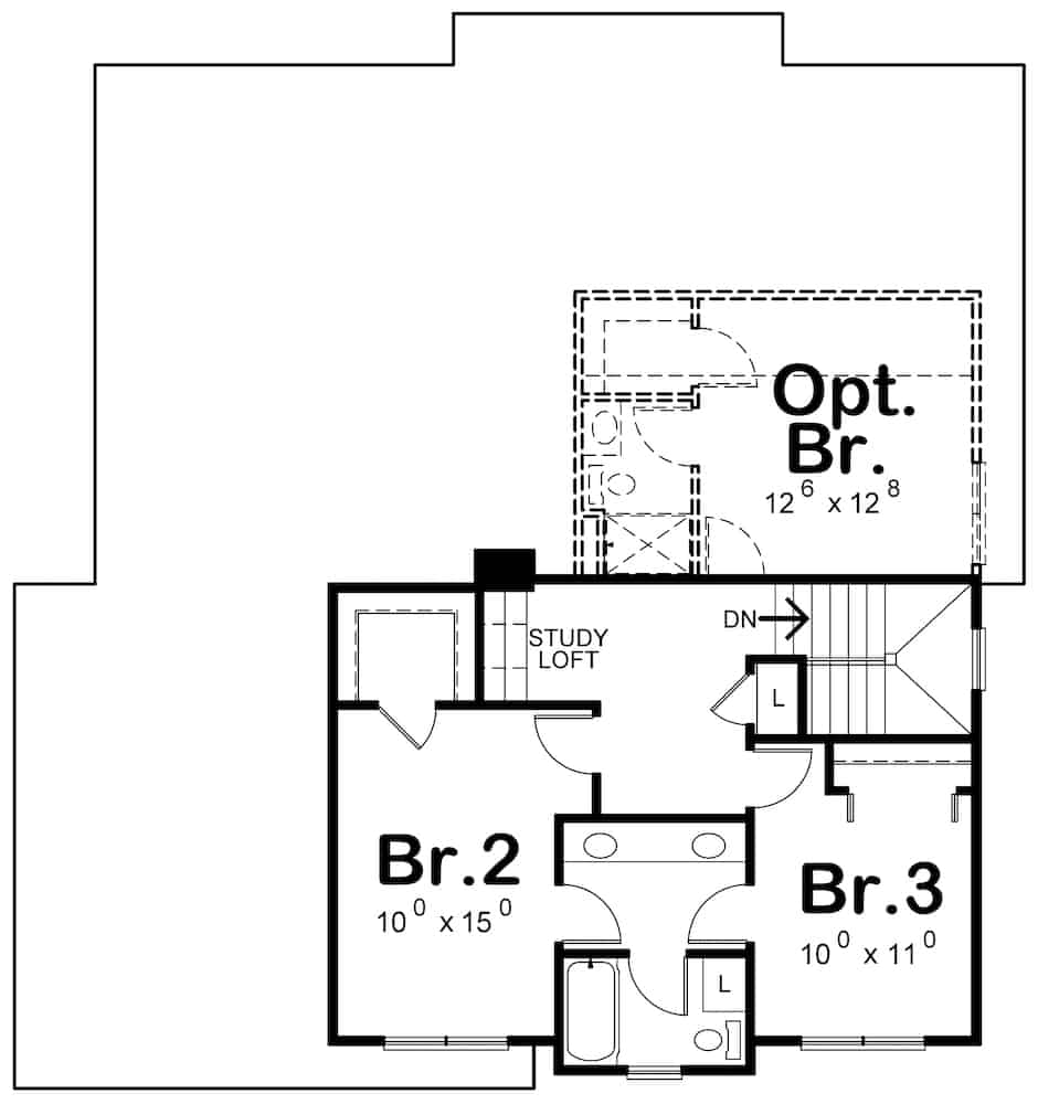 Floor Plan Upper Level of Farmhouse Plan #120-2674