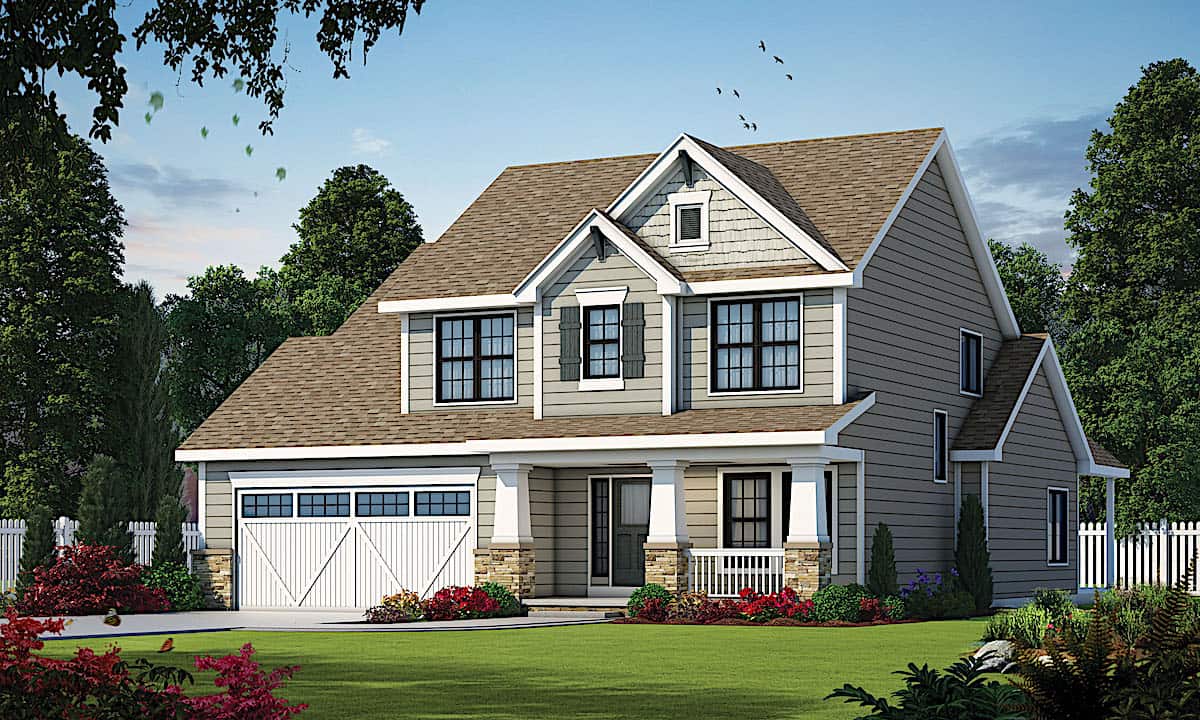 Farmhouse home (ThePlanCollection: Plan #120-2674)
