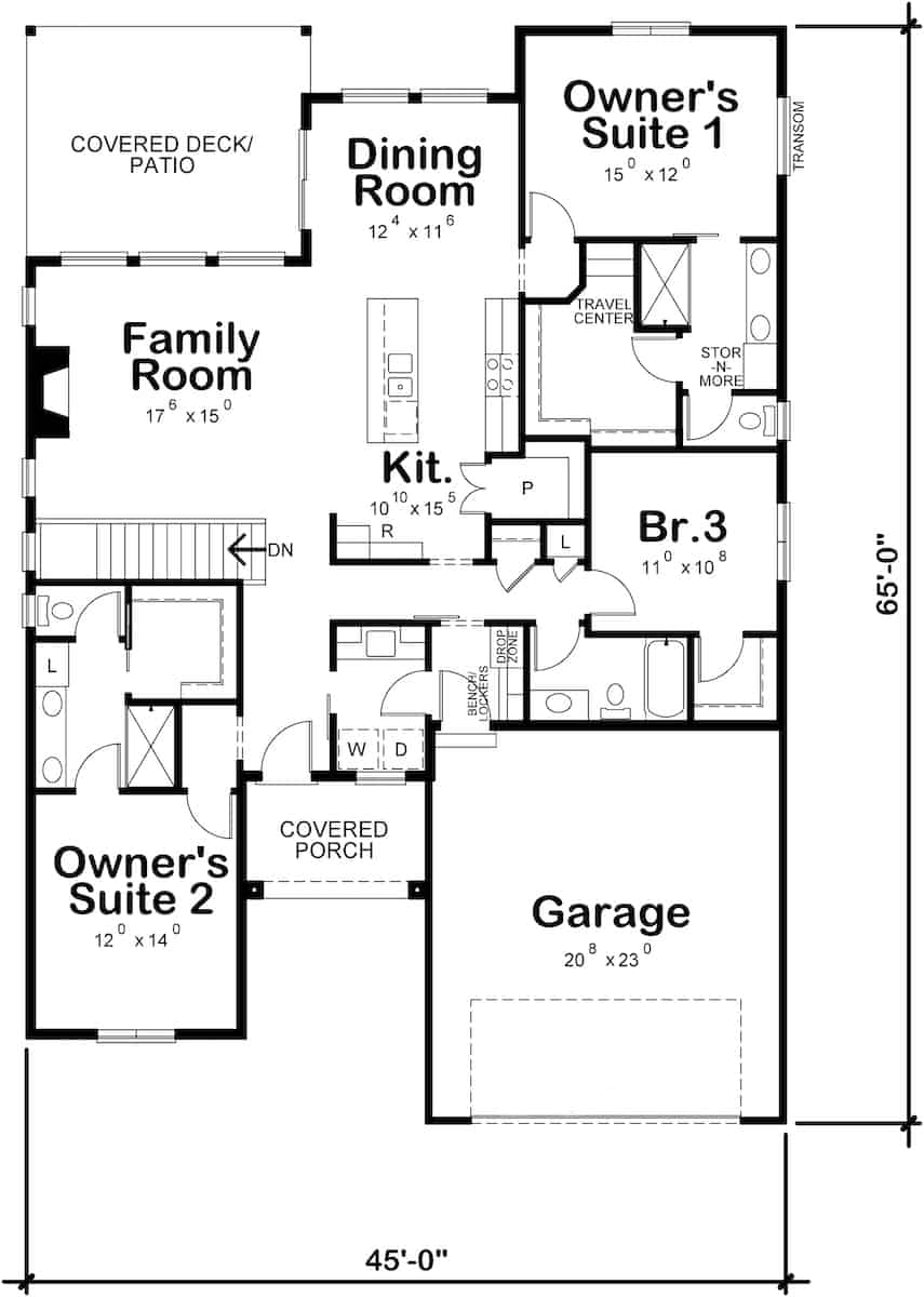Floor Plan Main Level of Contemporary Plan #120-2675