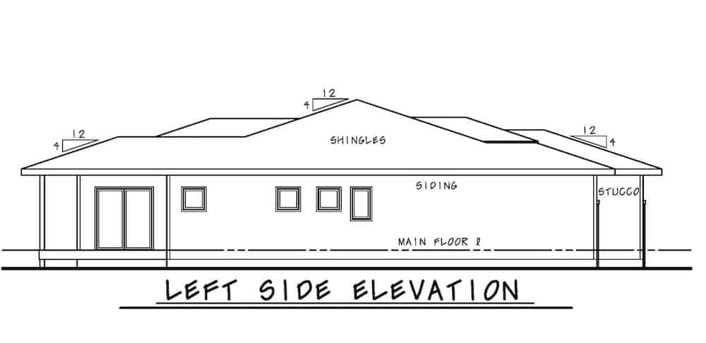 Home Plan Left Elevation of this 3-Bedroom,1872 Sq Ft Plan -120-2675