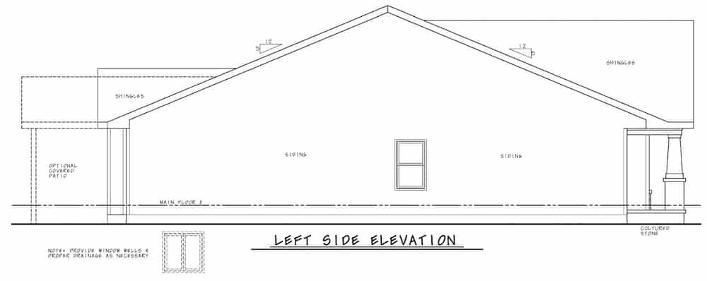 Home Plan Left Elevation of this 22-Bedroom,1664 Sq Ft Plan -120-2676