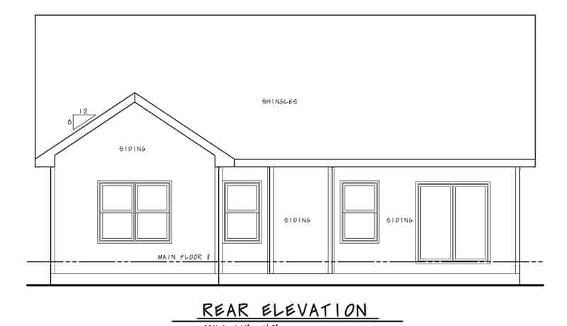 Home Plan Rear Elevation of this 22-Bedroom,1664 Sq Ft Plan -120-2676