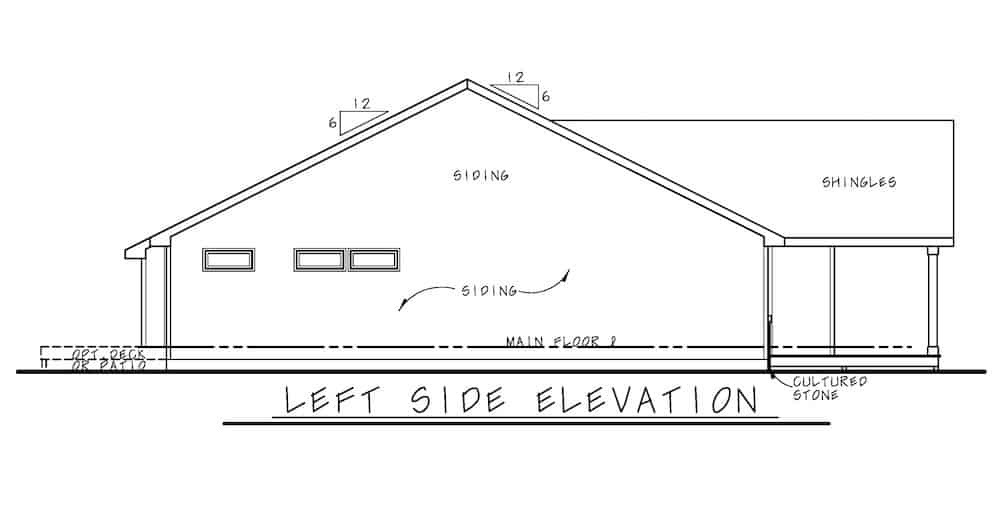 Home Plan Left Elevation of this 3-Bedroom,1511 Sq Ft Plan -120-2677