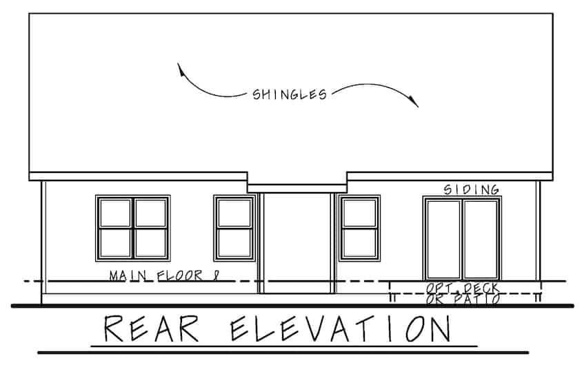 Home Plan Rear Elevation of this 3-Bedroom,1511 Sq Ft Plan -120-2677