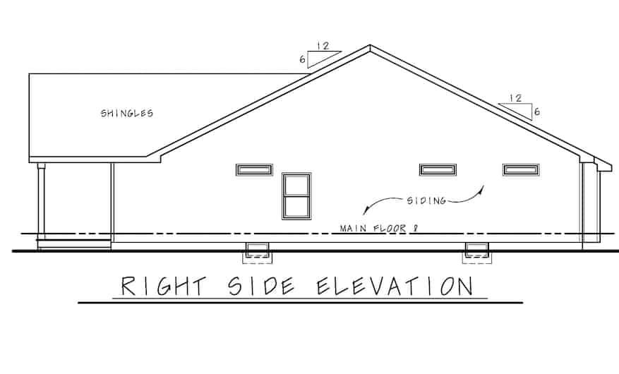 Home Plan Right Elevation of this 3-Bedroom,1511 Sq Ft Plan -120-2677
