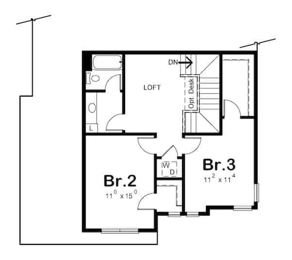 Floor Plan Upper Level of Farmhouse Plan #120-2678