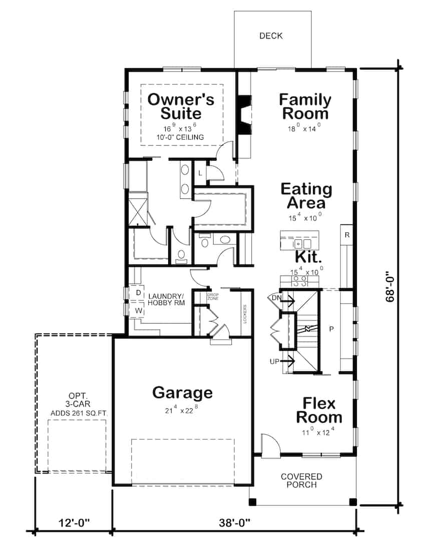 Floor Plan Main Level of Farmhouse Plan #120-2678