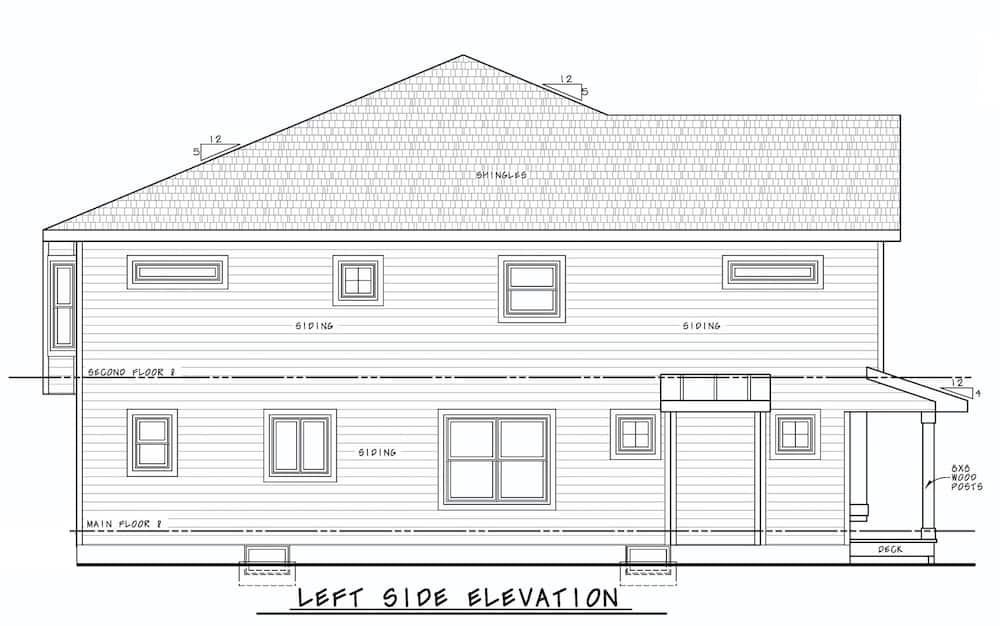 Home Plan Left Elevation of this 2-Bedroom,1399 Sq Ft Plan -120-2679