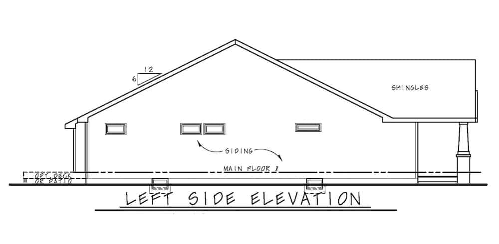Home Plan Left Elevation of this 2-Bedroom,1584 Sq Ft Plan -120-2680