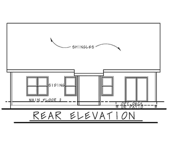 Home Plan Rear Elevation of this 2-Bedroom,1584 Sq Ft Plan -120-2680