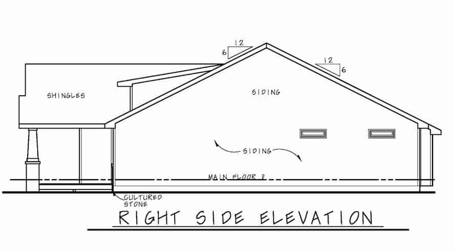 Home Plan Right Elevation of this 2-Bedroom,1584 Sq Ft Plan -120-2680