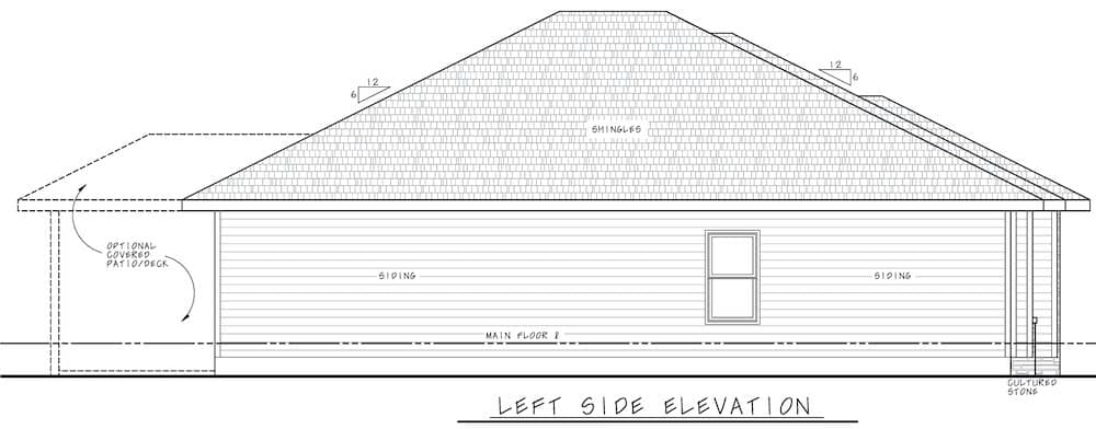 Home Plan Left Elevation of this 3-Bedroom,1603 Sq Ft Plan -120-2682