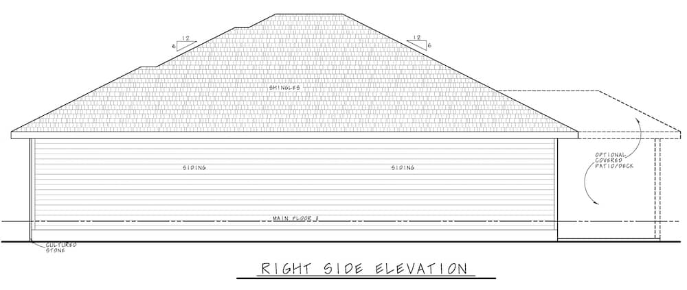 Home Plan Right Elevation of this 3-Bedroom,1603 Sq Ft Plan -120-2682
