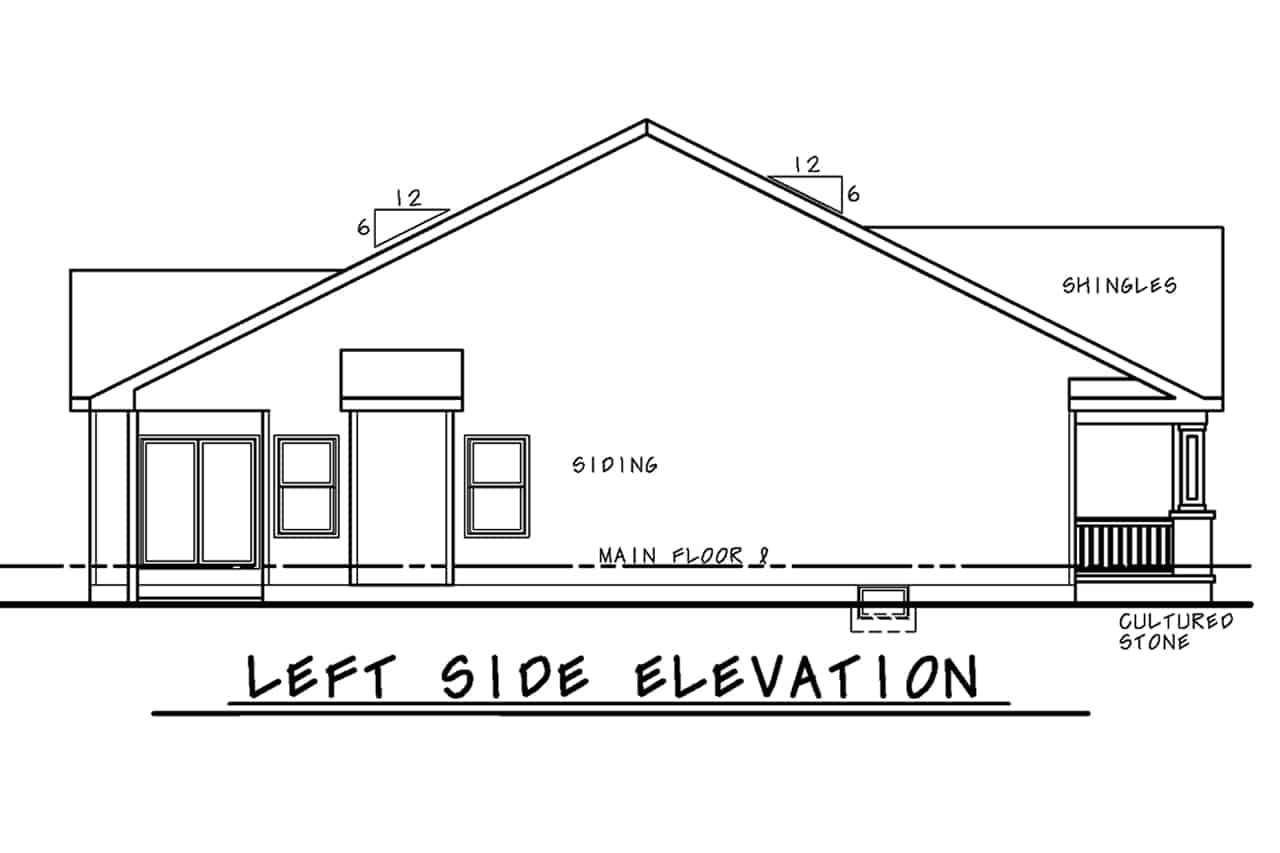 Home Plan Left Elevation of this 2-Bedroom,1471 Sq Ft Plan -120-2683