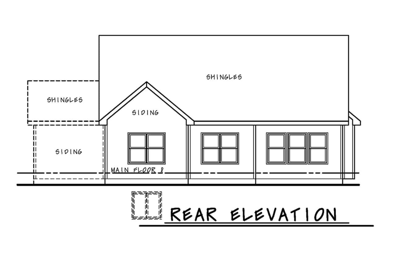 Home Plan Rear Elevation of this 2-Bedroom,1471 Sq Ft Plan -120-2683
