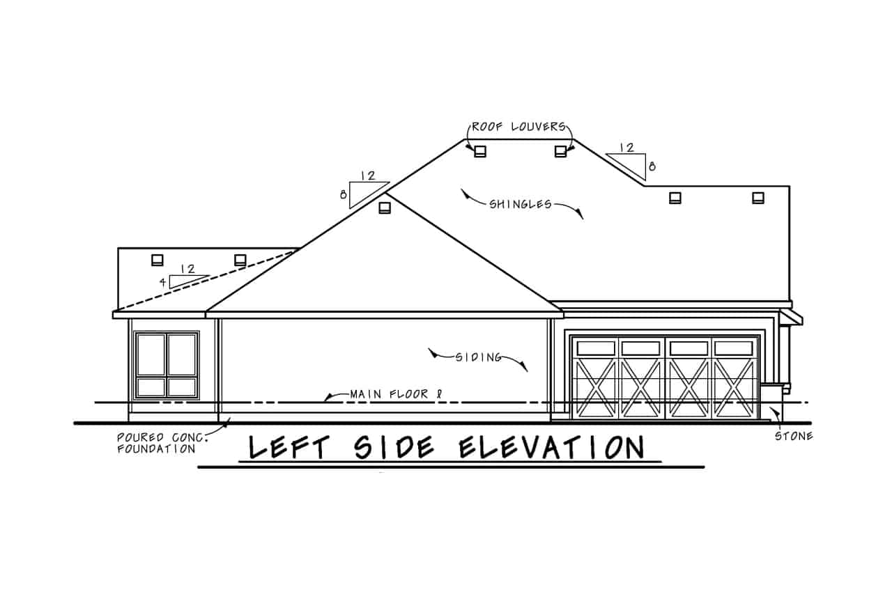 Home Plan Left Elevation of this 4-Bedroom,2709 Sq Ft Plan -120-2684