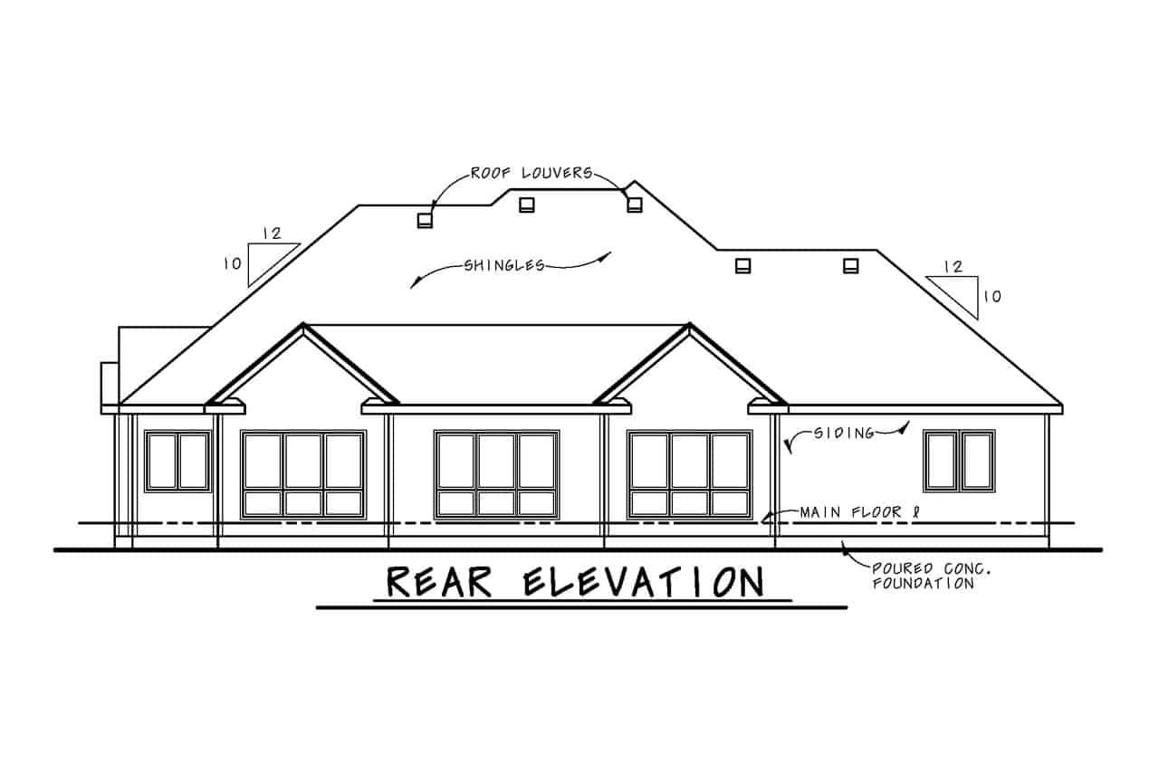 Home Plan Rear Elevation of this 4-Bedroom,2709 Sq Ft Plan -120-2684