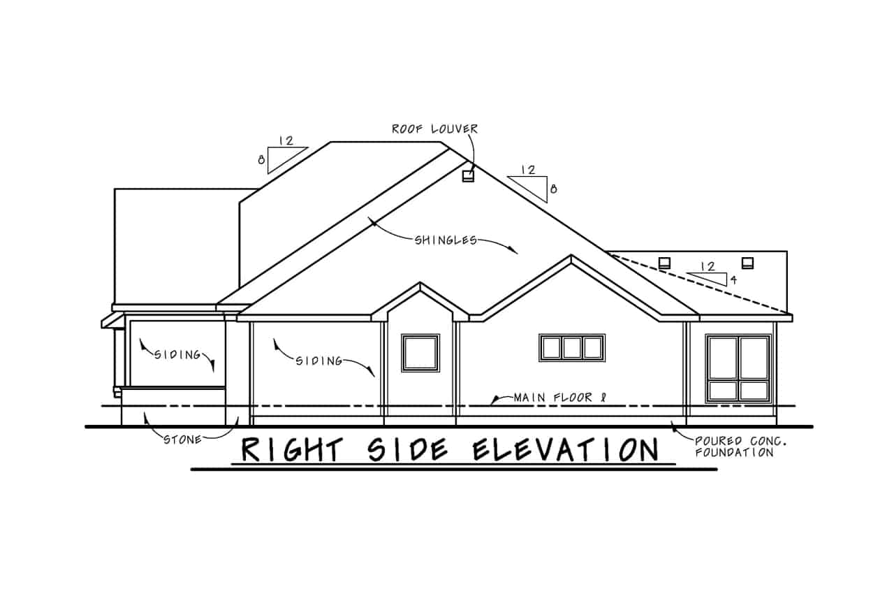 Home Plan Right Elevation of this 4-Bedroom,2709 Sq Ft Plan -120-2684