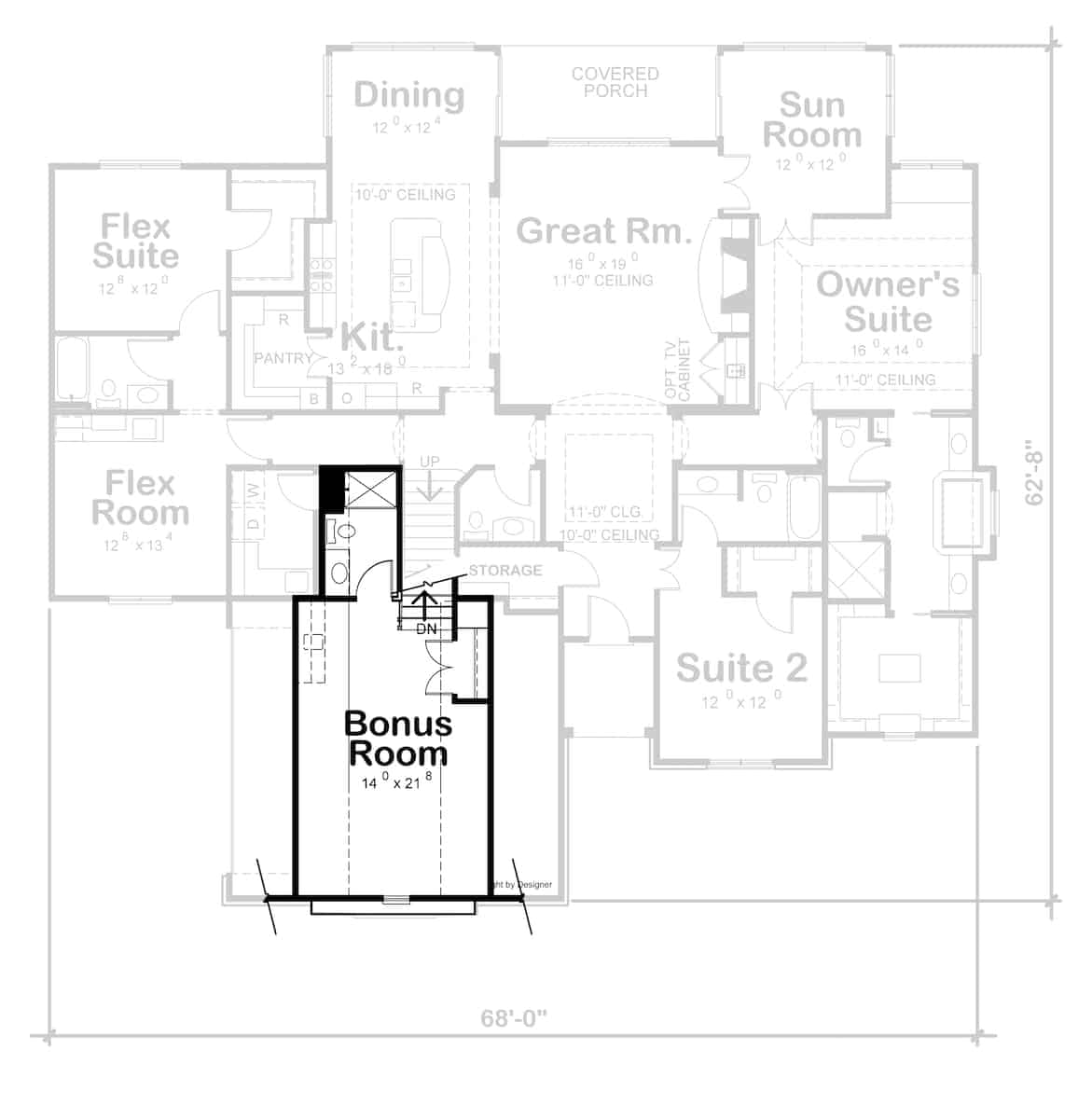 Bonus Room of Southern Plan #120-2684