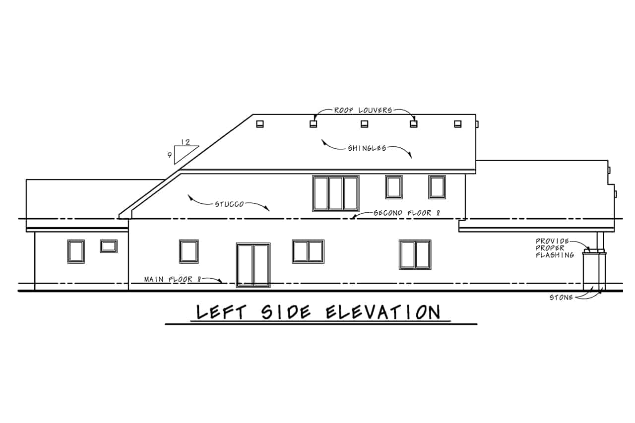 Home Plan Left Elevation of this 3-Bedroom,2782 Sq Ft Plan -120-2685