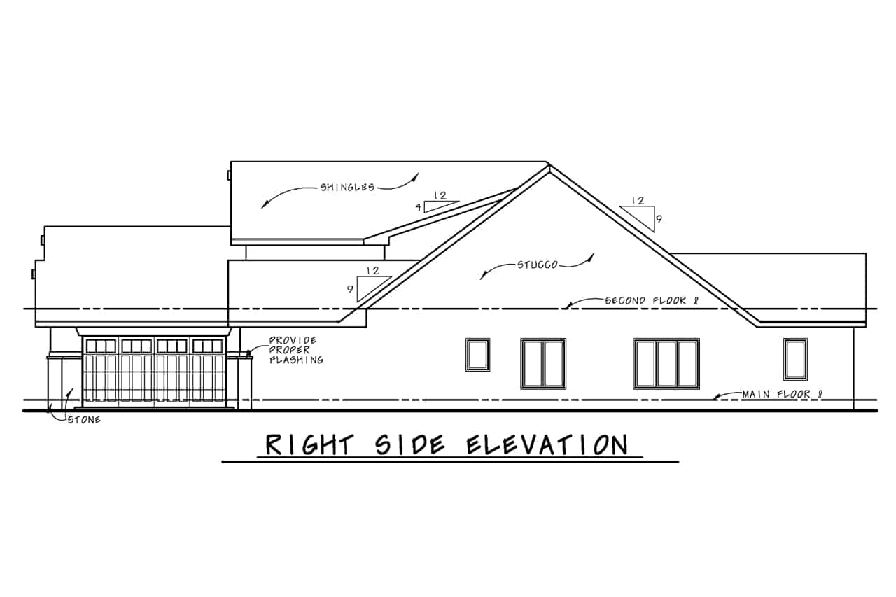 Home Plan Right Elevation of this 3-Bedroom,2782 Sq Ft Plan -120-2685
