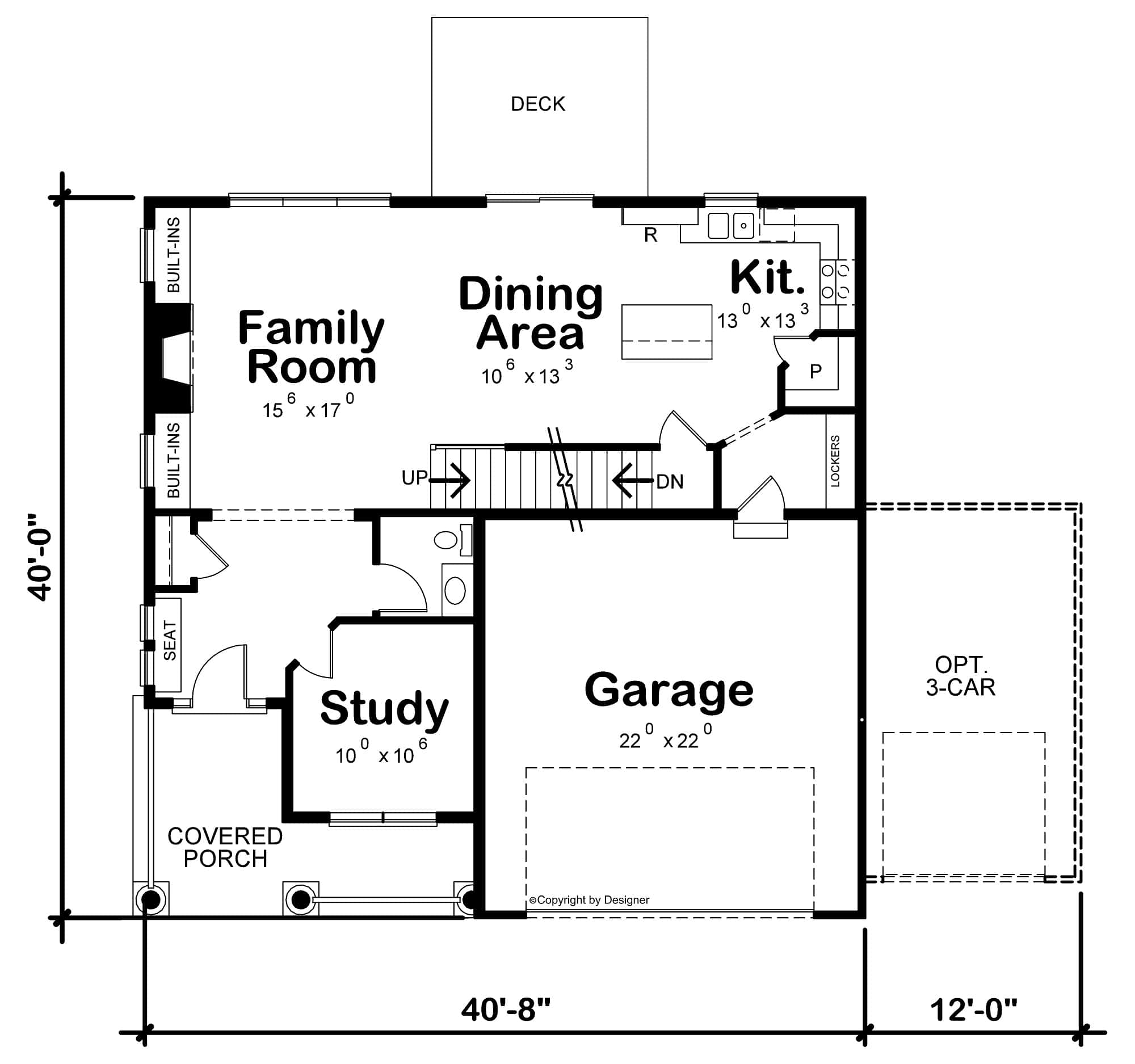 Main Level of Farmhouse Plan #120-2689