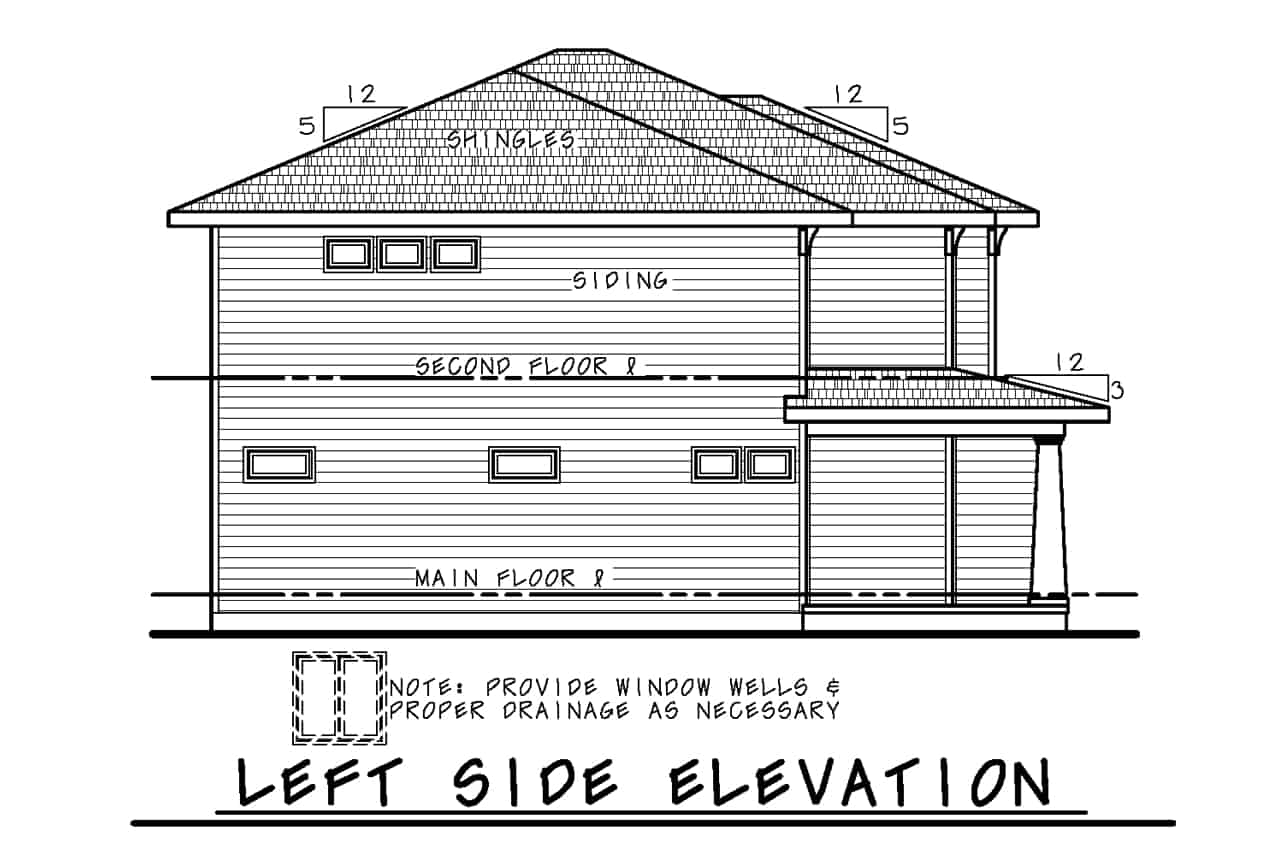 Home Plan Left Elevation of this 4-Bedroom,2321 Sq Ft Plan -120-2689