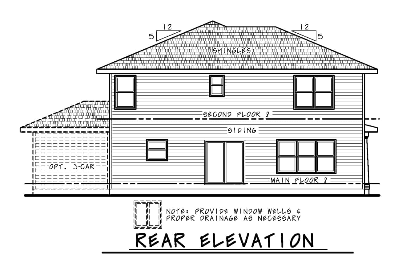 Home Plan Rear Elevation of this 4-Bedroom,2321 Sq Ft Plan -120-2689