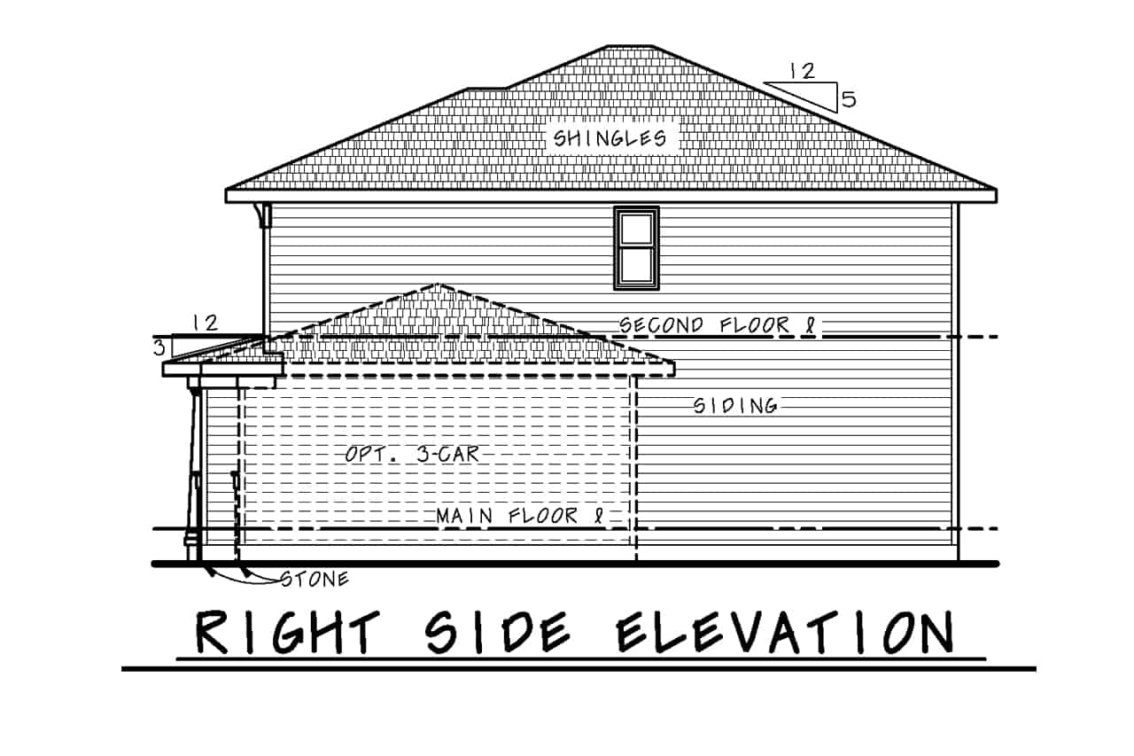 Home Plan Right Elevation of this 4-Bedroom,2321 Sq Ft Plan -120-2689