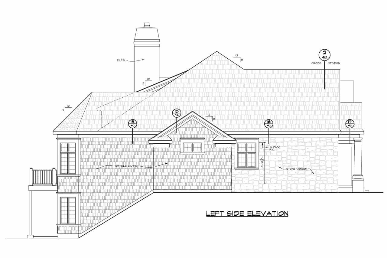 Home Plan Left Elevation of this 3-Bedroom,4683 Sq Ft Plan -120-2690