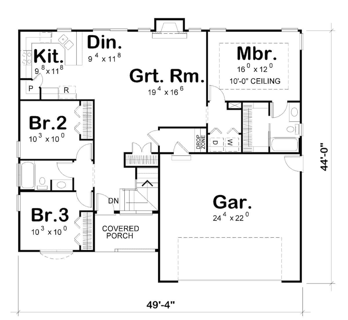 Main Level of Ranch Plan #120-2691