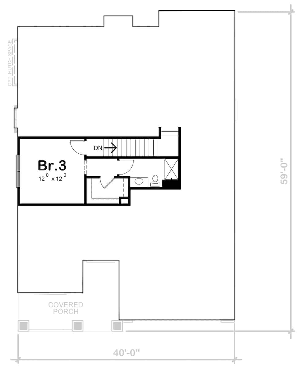 Upper Level of Farmhouse Plan #120-2692