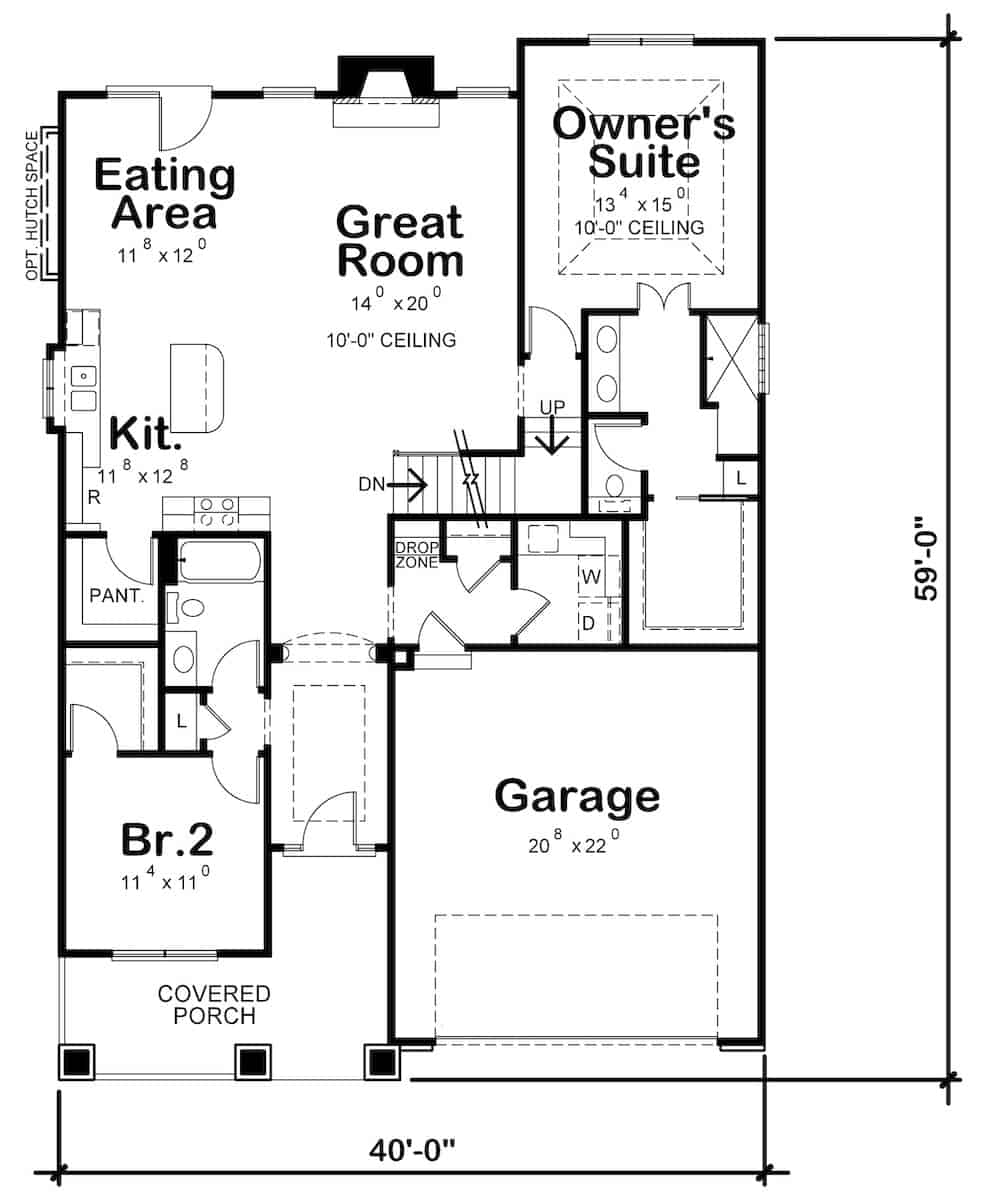 Main Level of Farmhouse Plan #120-2692