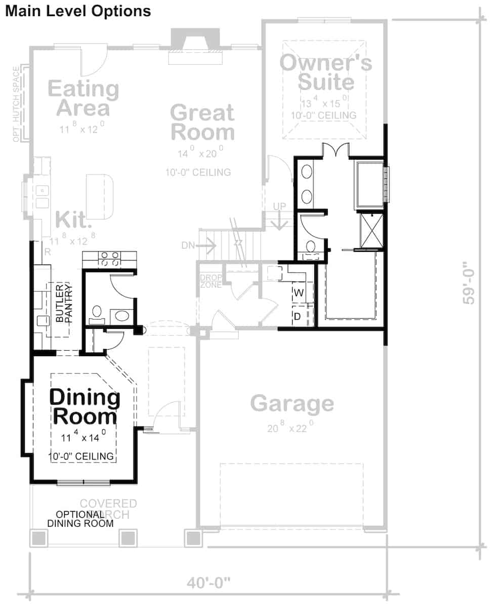 Main Level of Farmhouse Plan #120-2693