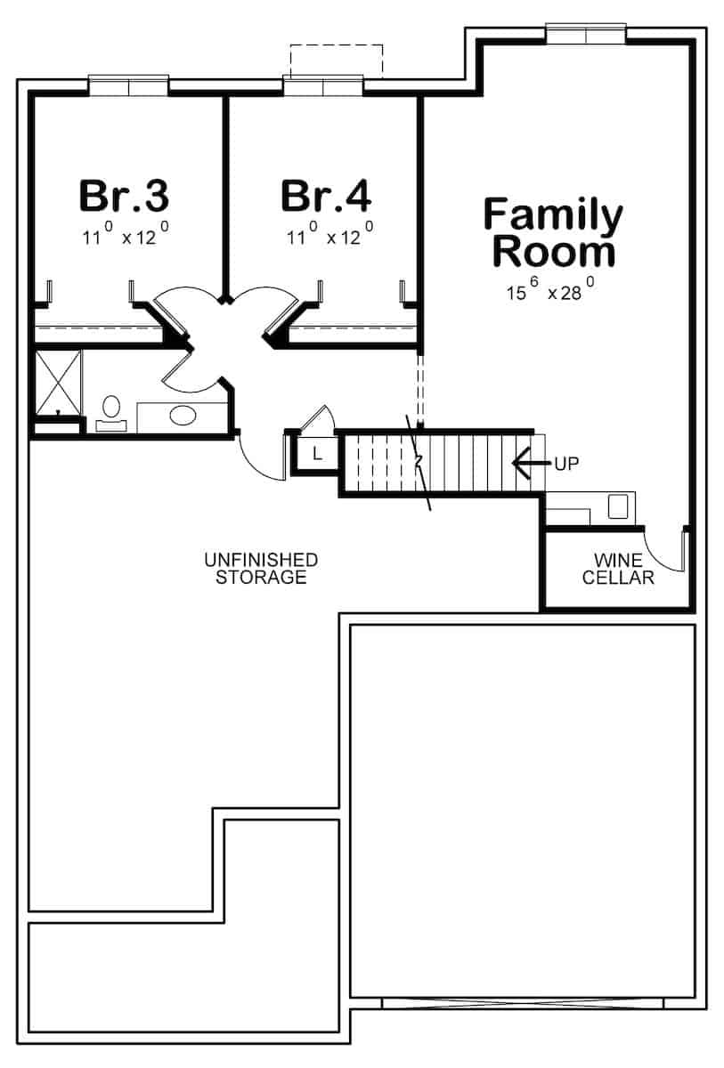Basement of Farmhouse Plan #120-2693